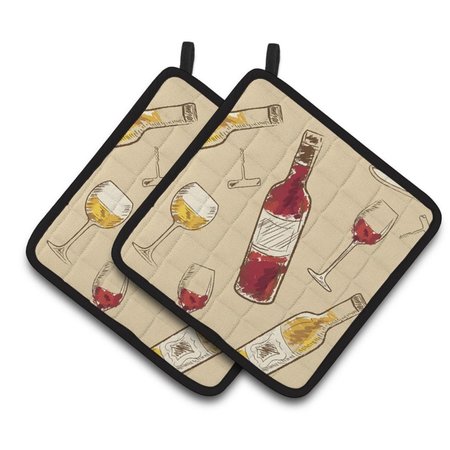 CAROLINES TREASURES Red and White Wine Pair of Pot Holders BB5196PTHD